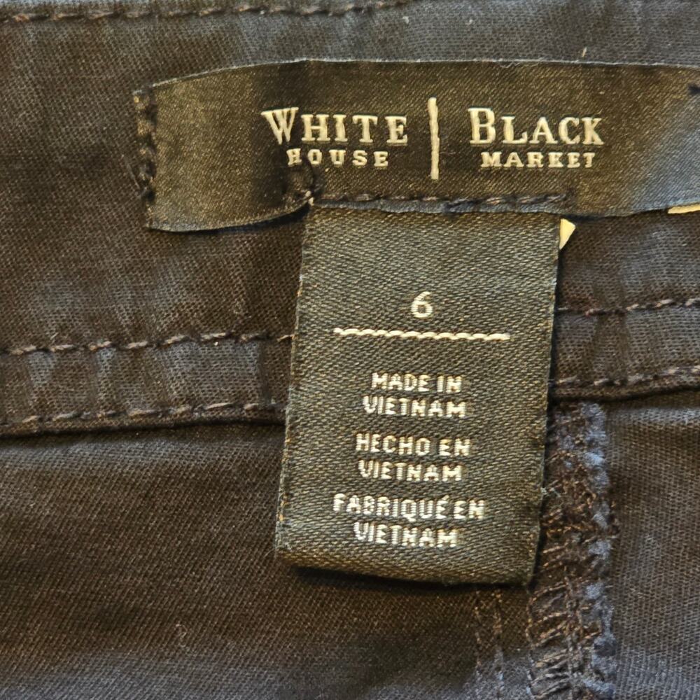 White House Black Market Capri Womens Size 6 Black Mid Rise Stretch Casual - Picture 3 of 12